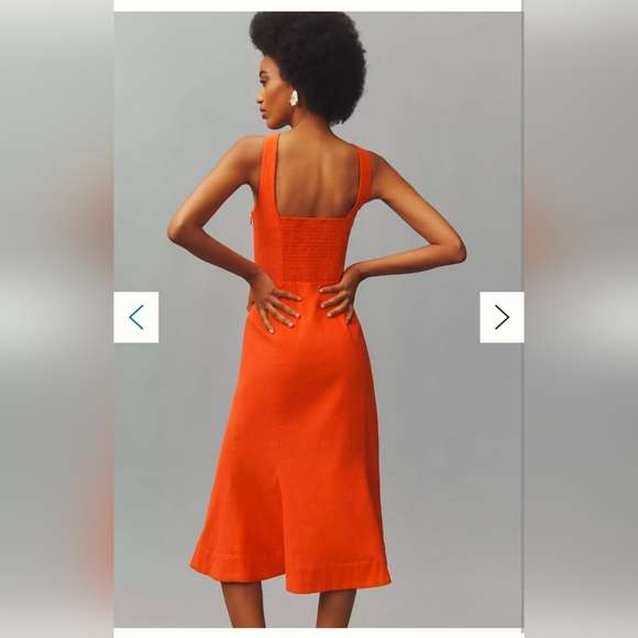 Anthropologie Tie Front Midi Dress - Picture 4 of 9